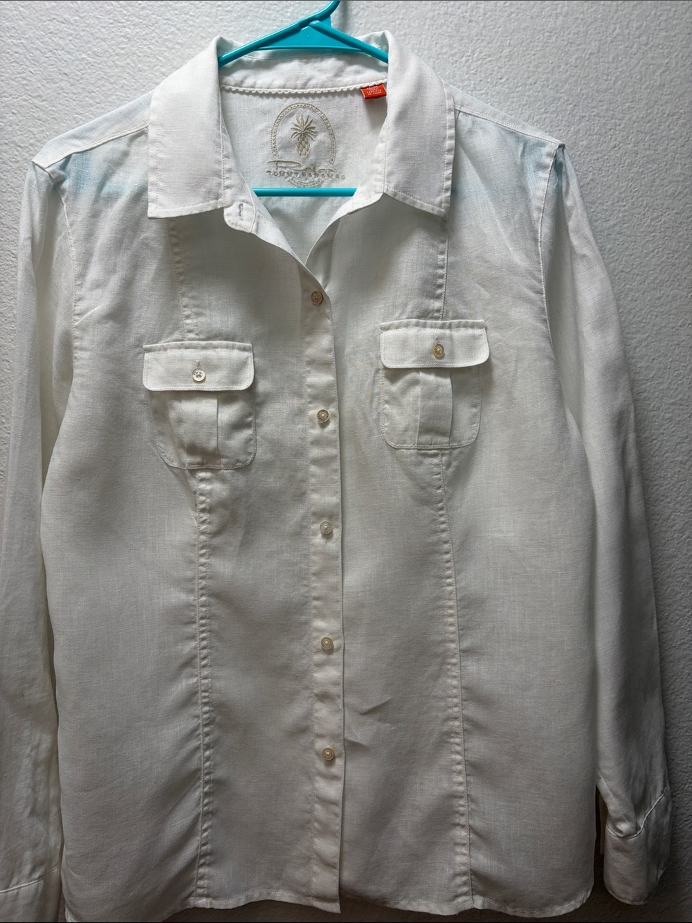 Tommy Bahama Relax White  Linen  Button-Front Women's Blouse